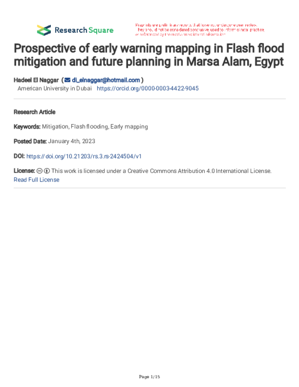 (PDF) Prospective of early warning mapping in Flash flood mitigation ...