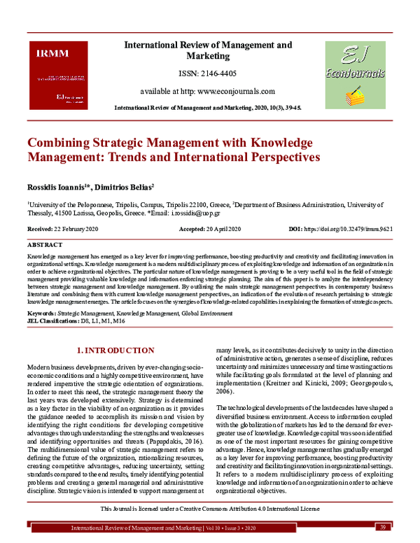 (PDF) Combining Strategic Management with Knowledge Management: Trends ...