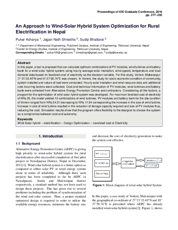 (PDF) An Approach to Wind-Solar Hybrid System Optimization for Rural ...