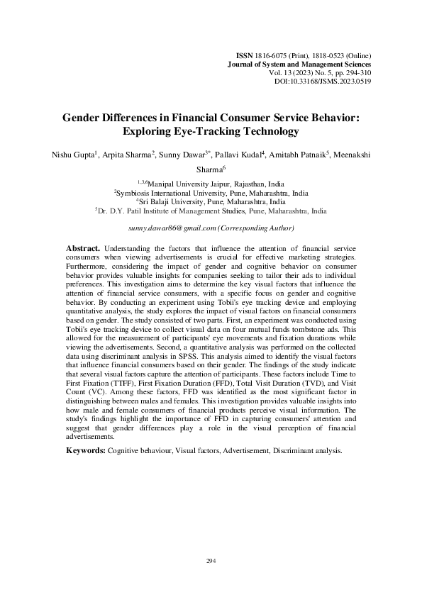 (PDF) Gender Differences in Financial Consumer Service Behavior ...
