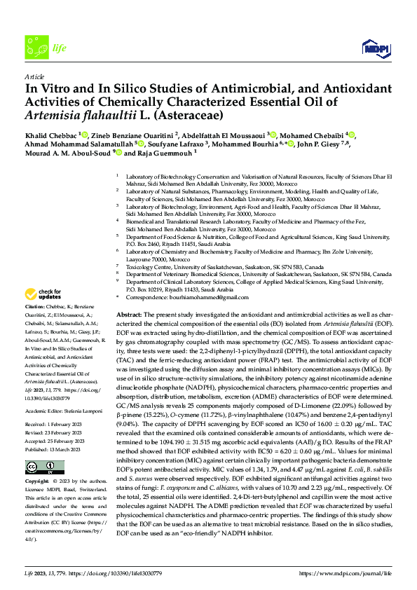 (PDF) In Vitro and In Silico Studies of Antimicrobial, and Antioxidant ...