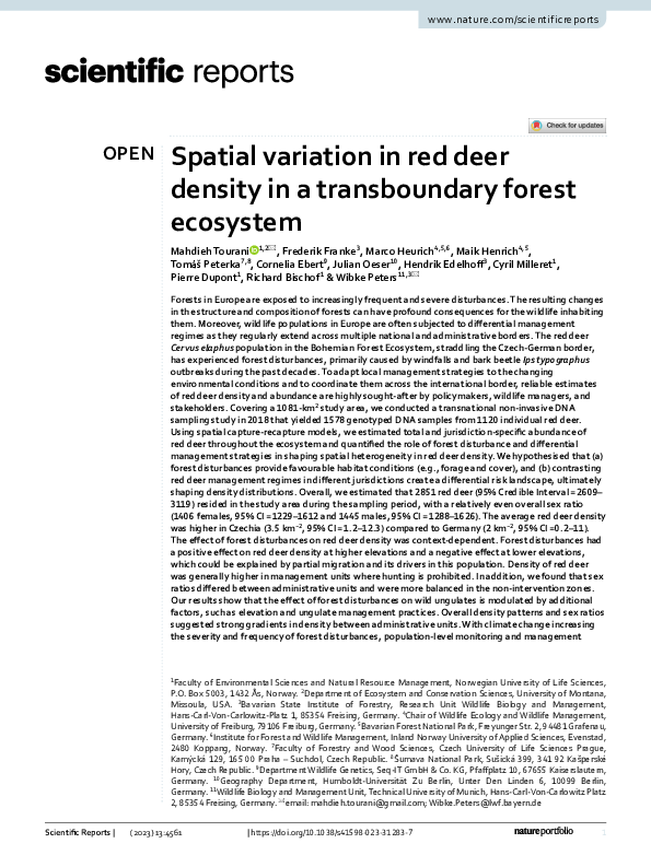 (PDF) Spatial variation in red deer density in a transboundary forest ...