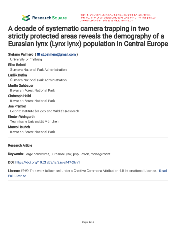 (PDF) A decade of systematic camera trapping in two strictly protected ...