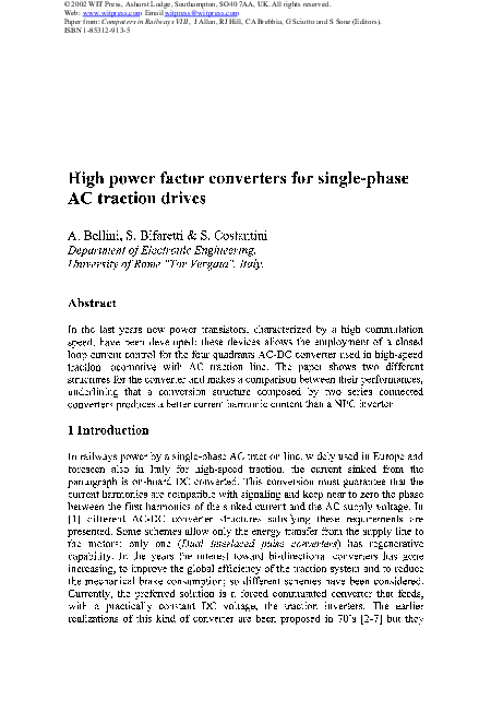 (PDF) High power factor converters for single-phase AC traction drives
