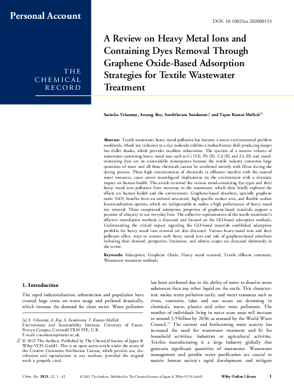 (PDF) A Review on Heavy Metal Ions and Containing Dyes Removal Through ...