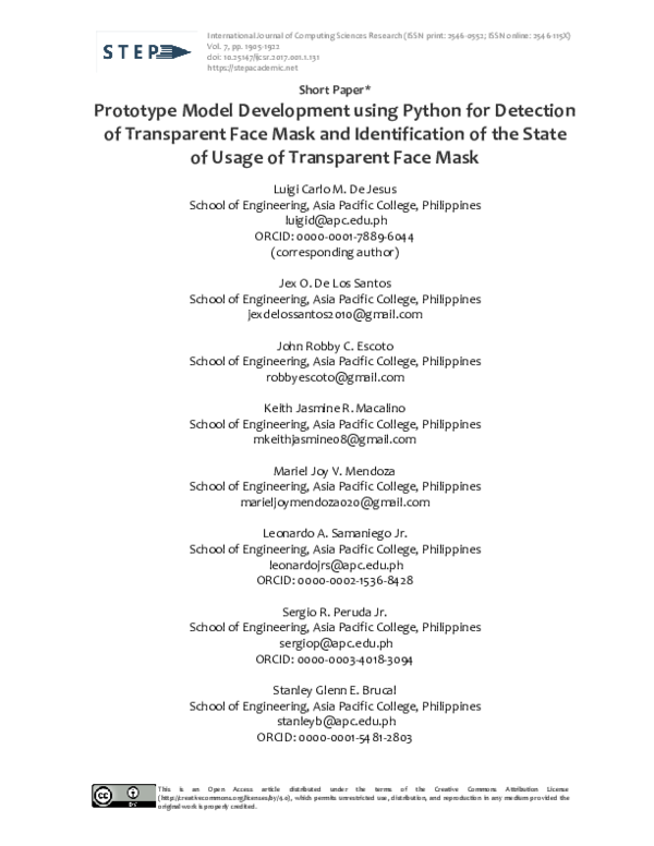 (PDF) Prototype Model Development using Python for Detection of ...