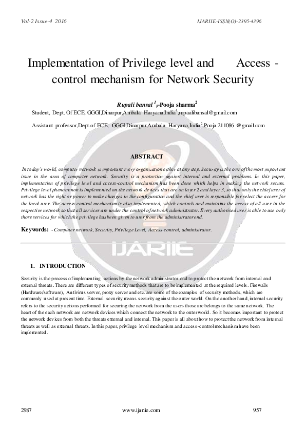 (PDF) Implementation of Privilege level and Access- control mechanism ...