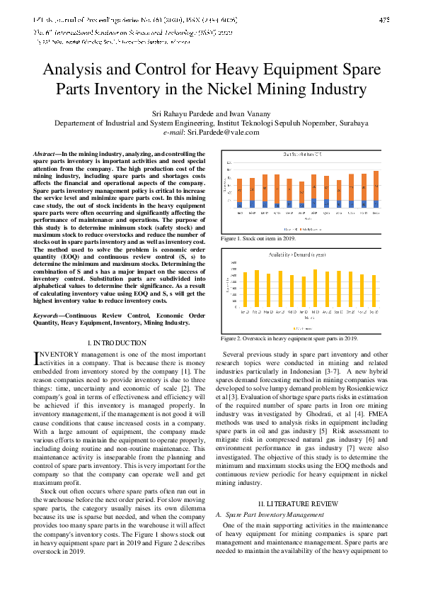 (PDF) Analysis and Control for Heavy Equipment Spare Parts Inventory in ...