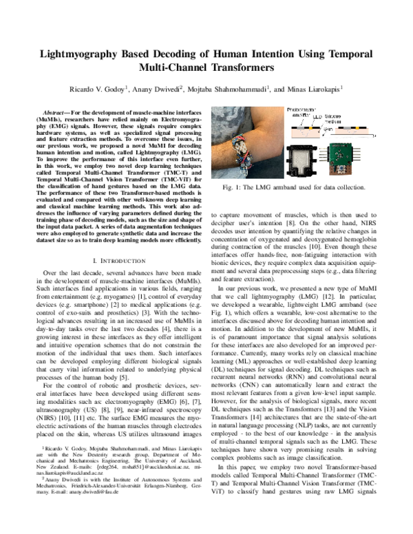 (PDF) Lightmyography Based Decoding of Human Intention Using Temporal ...