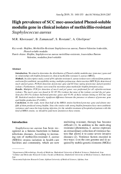 (PDF) High prevalence of SCC mec-associated Phenol-soluble modulin gene ...