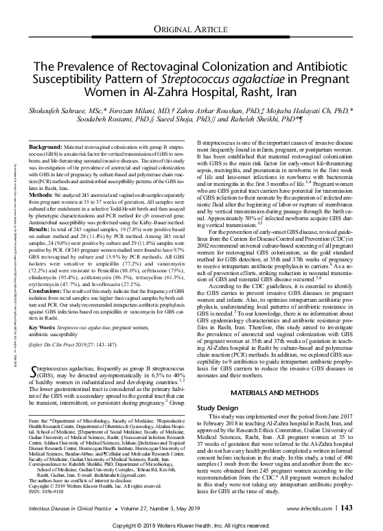 (PDF) The Prevalence of Rectovaginal Colonization and Antibiotic ...
