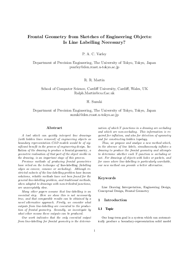 (PDF) Frontal geometry from sketches of engineering objects: is line ...
