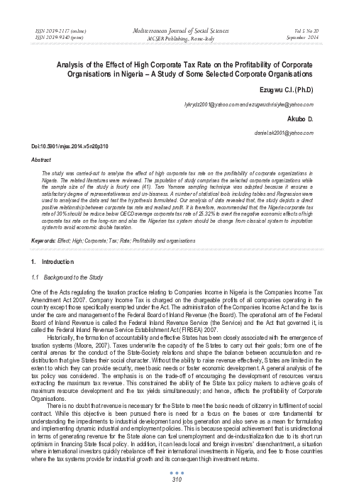 (PDF) Analysis of the Effect of High Corporate Tax Rate on the ...