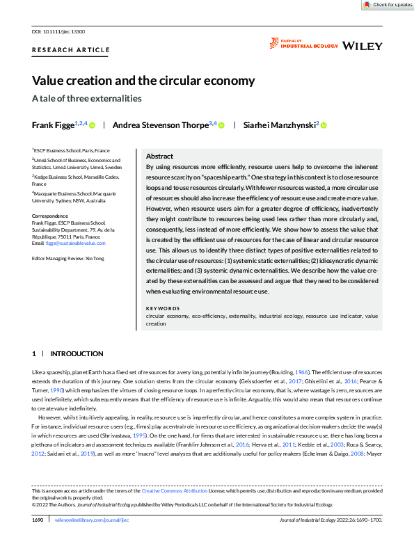(PDF) Value creation and the circular economy: A tale of three ...