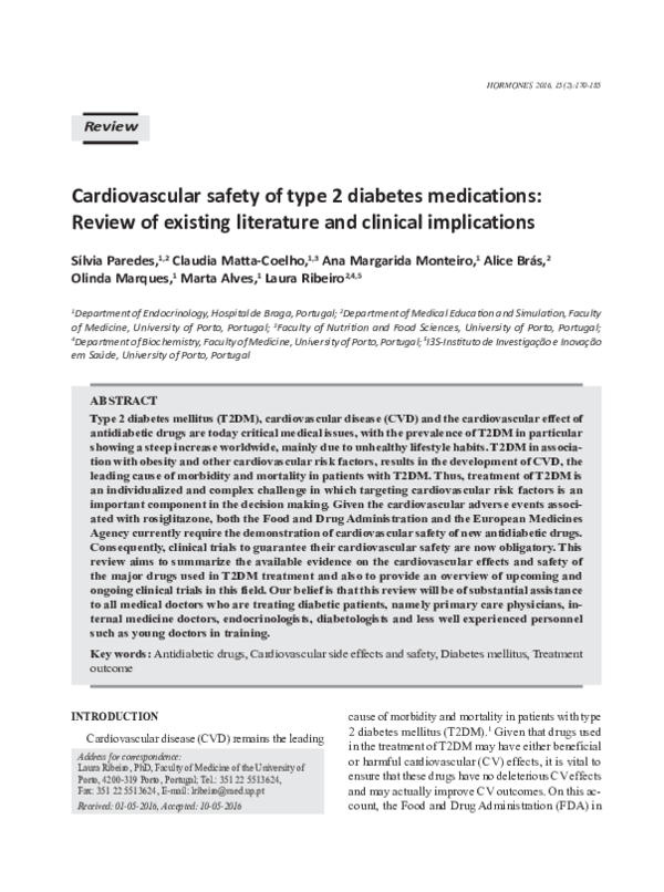 (PDF) Cardiovascular safety of type 2 diabetes medications: Review of ...