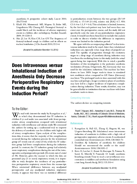 (PDF) Does Intravenous versus Inhalational Induction of Anesthesia Only ...