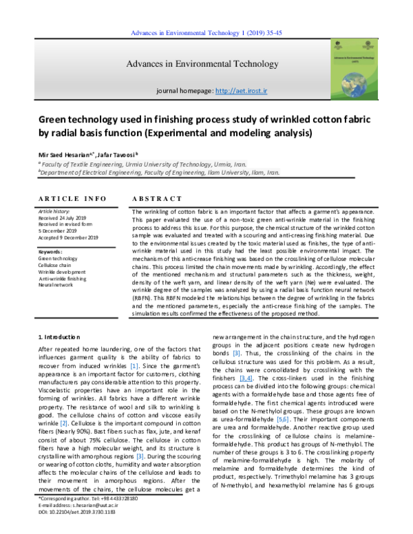 (PDF) Green Technology used in Finishing Process Study of the Wrinkled ...