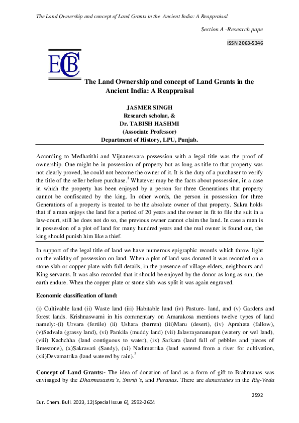 (PDF) The Land Ownership and concept of Land Grants in the Ancient