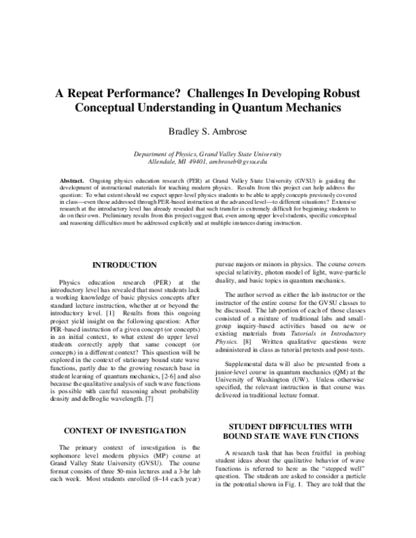 (PDF) A Repeat Performance? Challenges In Developing Robust Conceptual ...