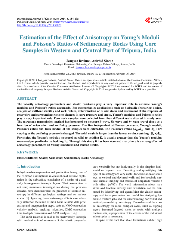(PDF) Estimation of the Effect of Anisotropy on Young’s Moduli and ...