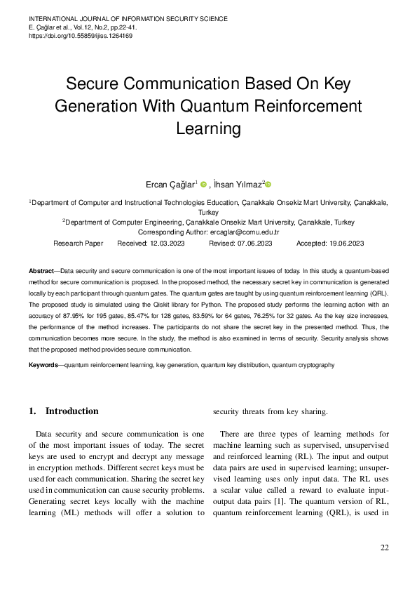 (PDF) Secure Communication Based On Key Generation With Quantum ...