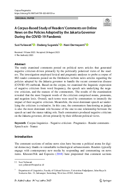 (PDF) A Corpus-Based Study of Readers' Comments on Online News on the ...