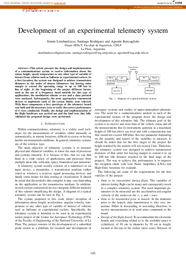 (PDF) Development of an experimental telemetry system