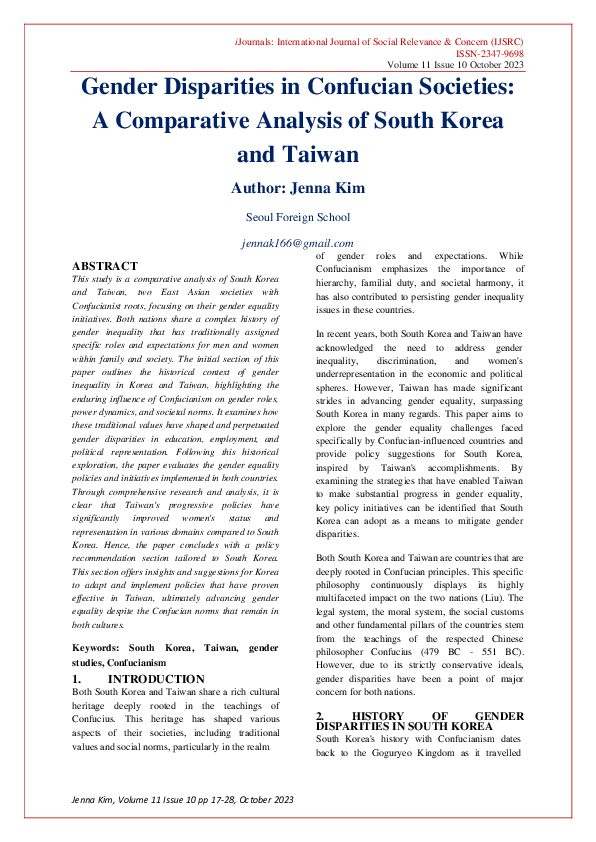 (PDF) Gender Disparities in Confucian Societies: A Comparative Analysis ...