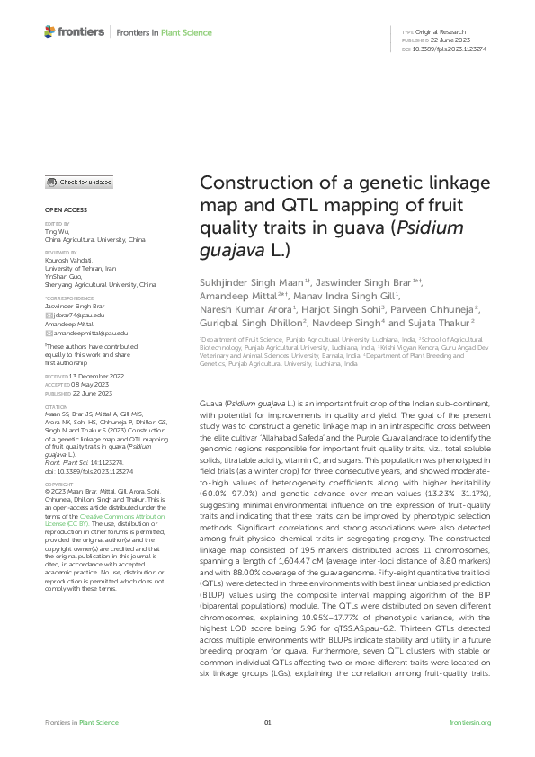 (PDF) Construction of a genetic linkage map and QTL mapping of fruit ...