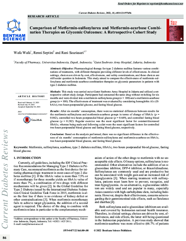 Sulfonylurea Combination Therapy Reference: Pdf Comparison Of Metformin Sulfonylurea And Metformin Acarbose