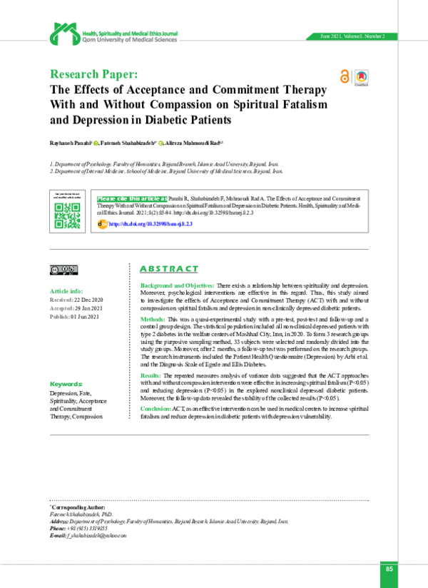 (PDF) The Effects of Acceptance and Commitment Therapy With and Without ...