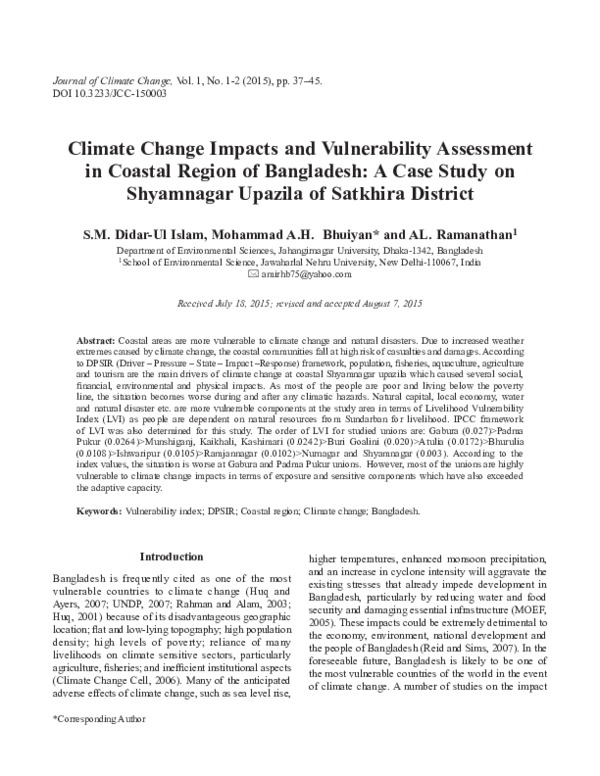 (PDF) Climate Change Impacts and Vulnerability Assessment in Coastal ...