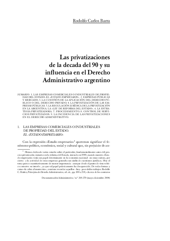(PDF) Las privatizaciones de la década del 90 y su influencia en el ...