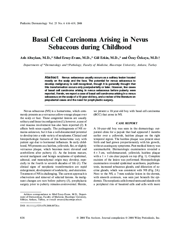 (PDF) Basal Cell Carcinoma Arising in Nevus Sebaceous during Childhood