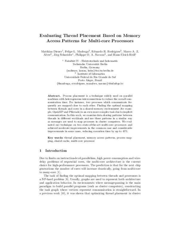 (PDF) Evaluating Thread Placement Based on Memory Access Patterns for ...