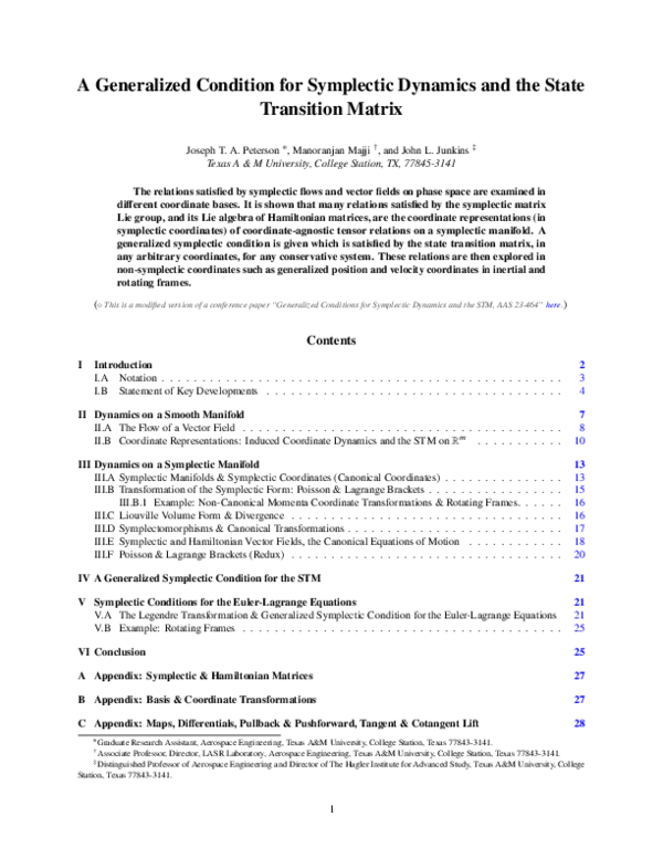 (PDF) A Generalized Condition for Symplectic Dynamics and the State ...