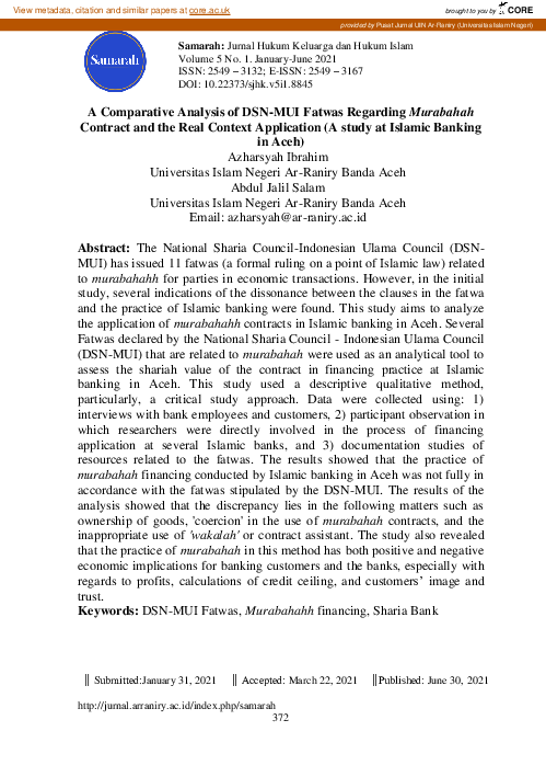 (PDF) A Comparative Analysis of DSN-MUI Fatwas Regarding Murabahah ...