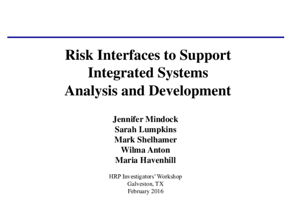 (PDF) Risk Interfaces to Support Integrated Systems Analysis and ...