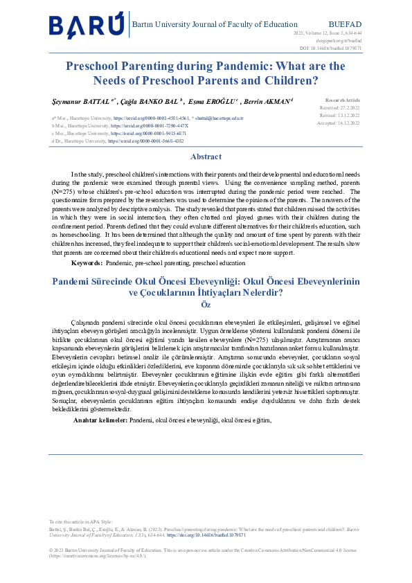 (PDF) Preschool Parenting during Pandemic: What are the Needs of ...