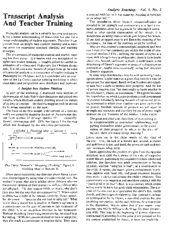 (PDF) Transcript Analysis and Teacher Training