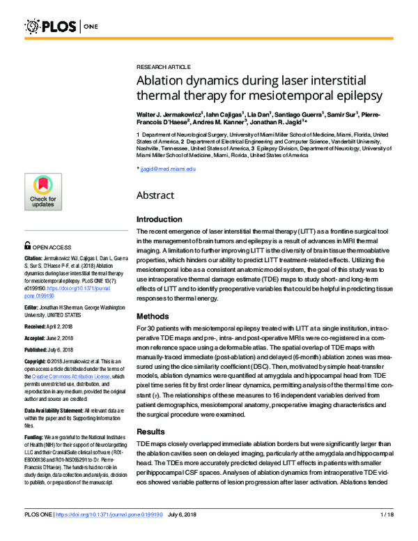 (PDF) Ablation dynamics during laser interstitial thermal therapy for