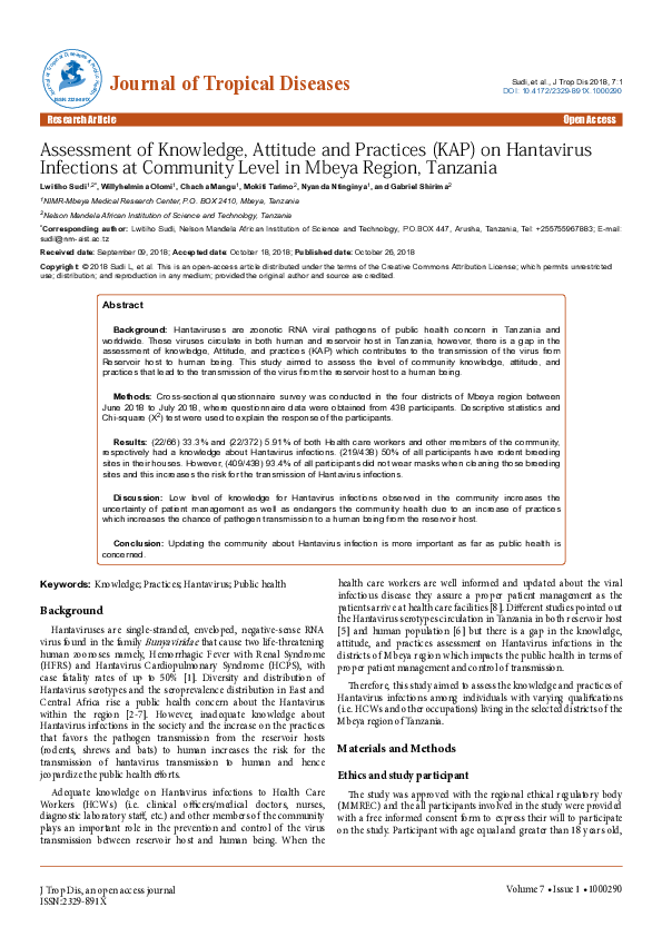 (PDF) Assessment of Knowledge, Attitude and Practices (KAP) on ...
