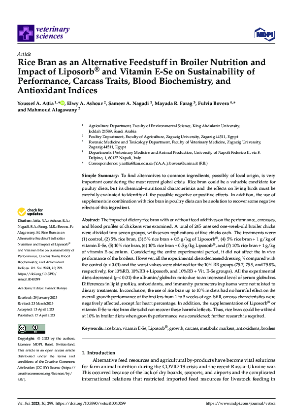 (PDF) Rice Bran as an Alternative Feedstuff in Broiler Nutrition and ...