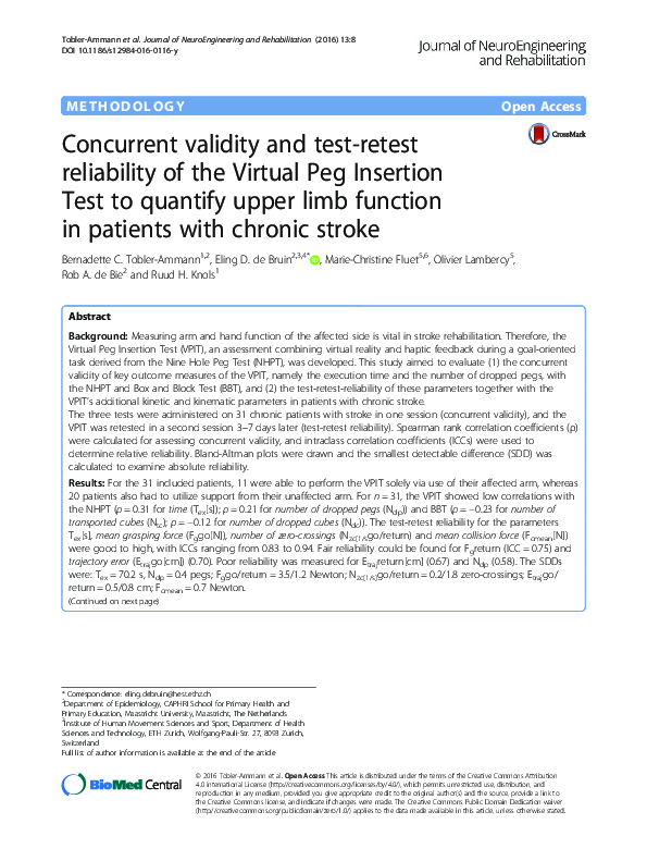 (PDF) Concurrent validity and test-retest reliability of the Virtual ...