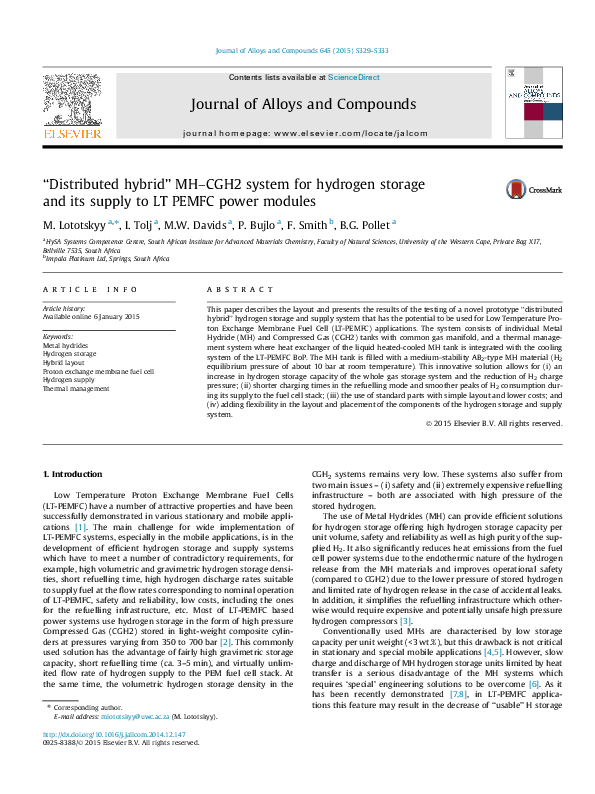 (PDF) “Distributed hybrid” MH–CGH2 system for hydrogen storage and its ...