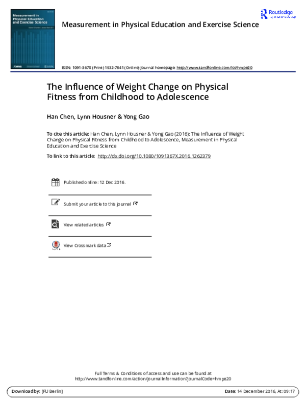 (PDF) The Influence of Weight Change on Physical Fitness from Childhood ...