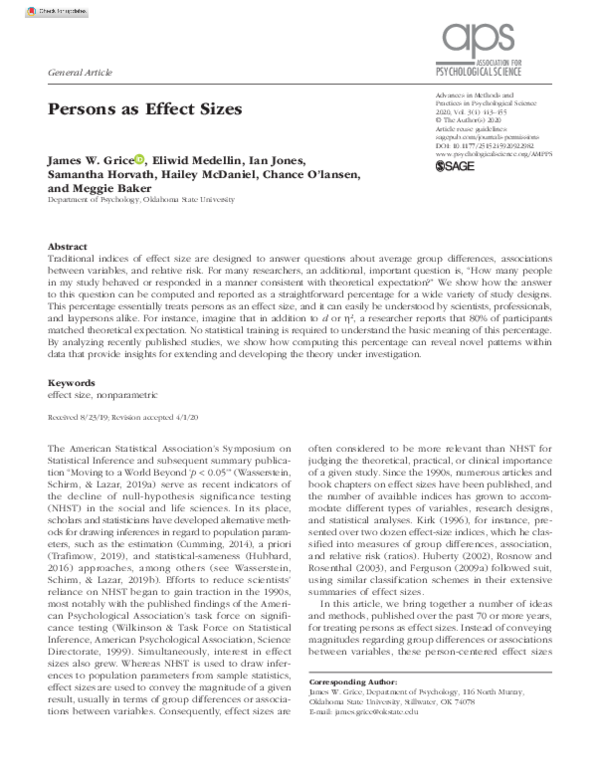(PDF) Persons as Effect Sizes