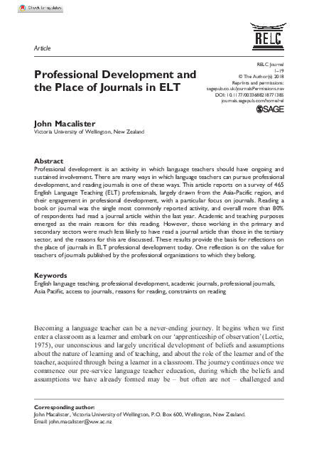 (PDF) Professional Development and the Place of Journals in ELT