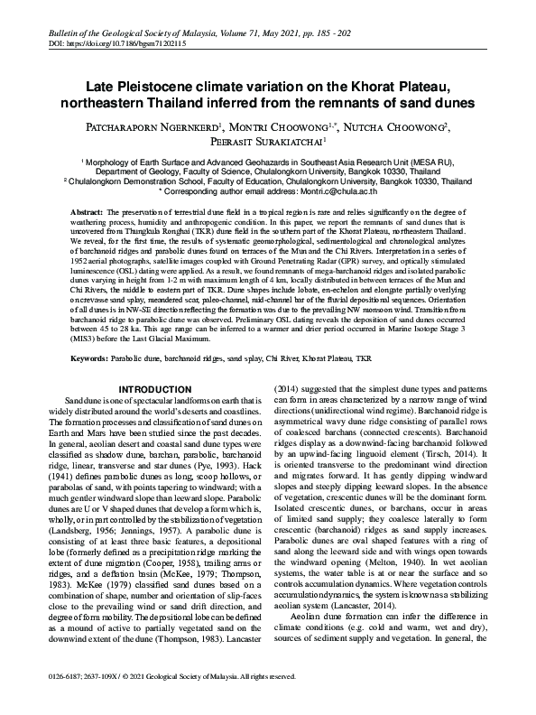 (PDF) Late Pleistocene Climate Variation On The Khorat Plateau ...