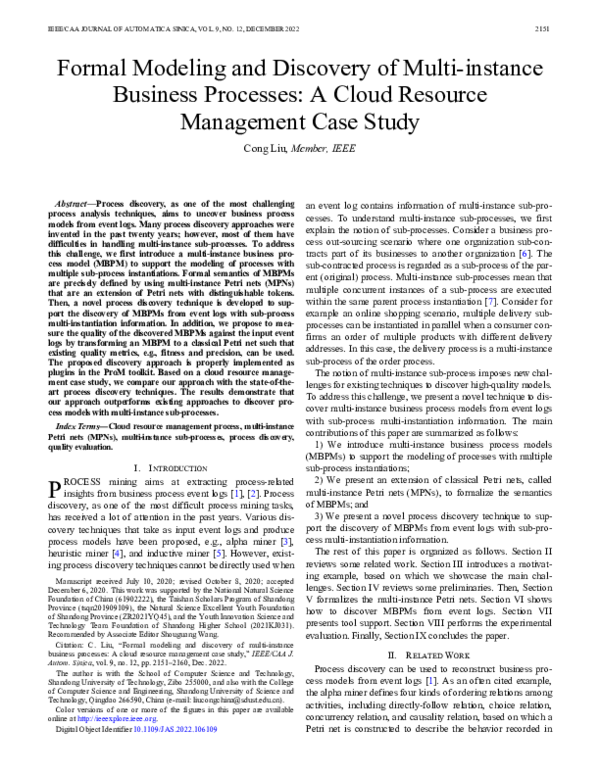 (PDF) Formal Modeling and Discovery of Multi-instance Business ...